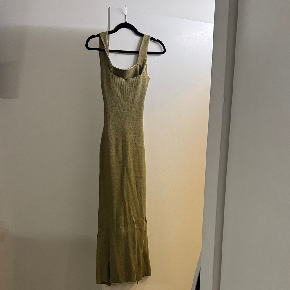 Olive Green Sleeveless Knit Maxi Dress